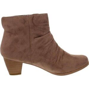 JEMMA WOMENS FAUX SUEDE BLOCK HEEL ANKLE BOOTS
